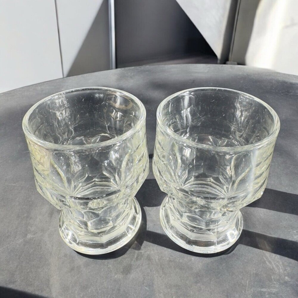1960s‎ Viking Glass Georgian Honeycomb Tumbler Clear Glasses Set 2 Vintage Glass